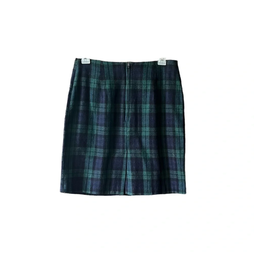 Vintage Academia plaid wool blend mini skirt.